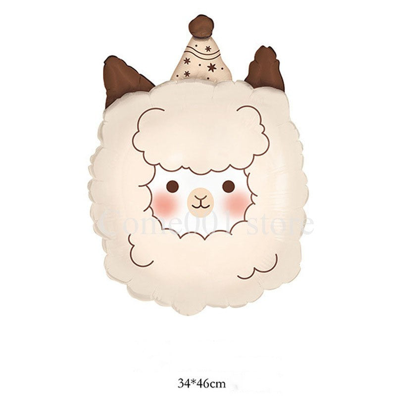Cute Cartoon Alpaca Whale Animal Aluminum Film Ballons for Children's Birthday Party Decoration Balloons Baby Shower Photo Props