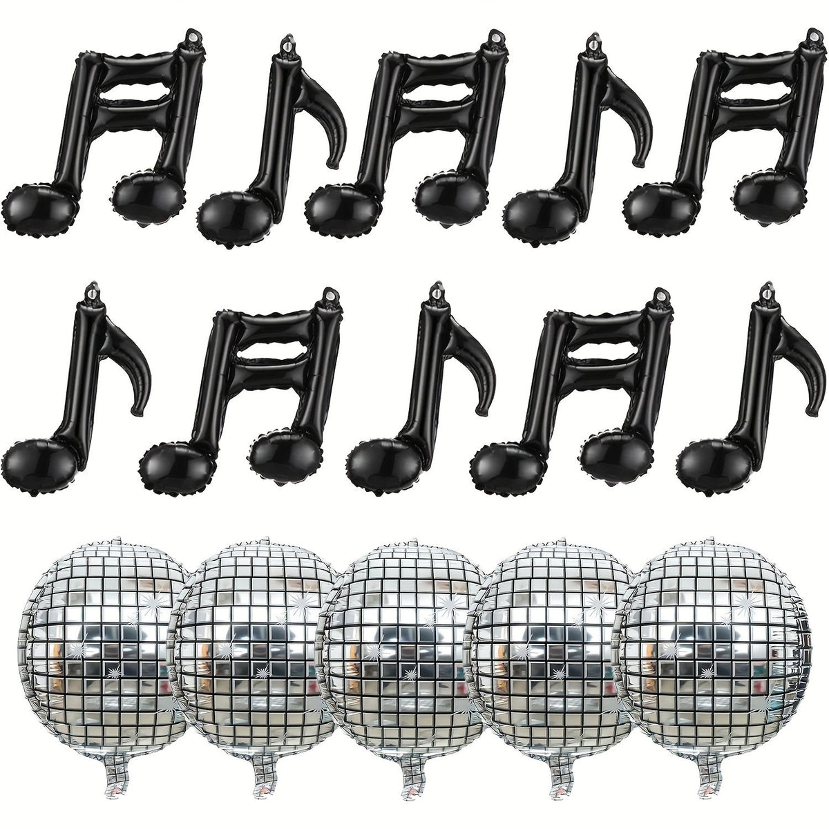 15pcs Music Balloon Set Music Note Black Balloon Silvery 4D Disco Ball Balloons Aluminum Foil Balloons Birthday Party Decoration