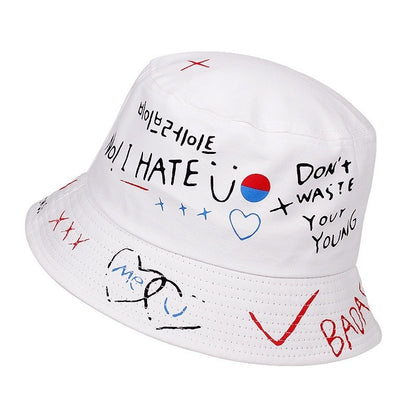 New summer unisex bucket hat foldable outdoor shade men women beach fisherman hats fashion hat graffiti printing hat