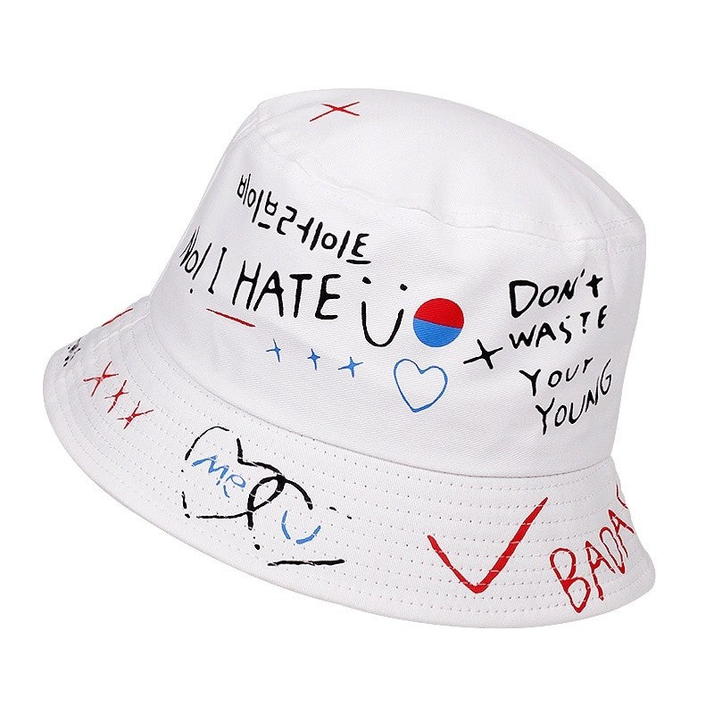 New summer unisex bucket hat foldable outdoor shade men women beach fisherman hats fashion hat graffiti printing hat