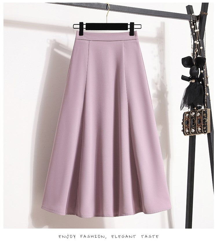 Ladies' Summer High Waist Plus Size Skirts 2026 Mid To Long Flowing Suit Skirt New Style Casual Solid Color A-line Skirt