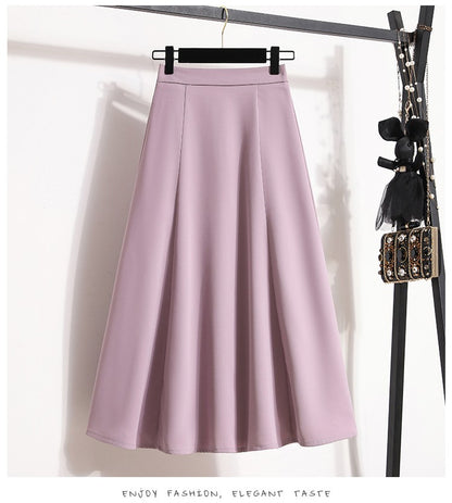 Ladies' Summer High Waist Plus Size Skirts 2026 Mid To Long Flowing Suit Skirt New Style Casual Solid Color A-line Skirt