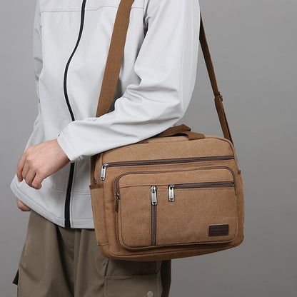 Fashionable Men's Shoulder Bag, Large Capacity Canvas Crossbody Bag, Casual Handbag, Suitable for Business, Daily Commuting, Etc
