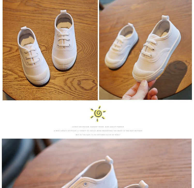 New Spring Summer Children's Canvas Shoes Girls White Shoes Fashion Boys Soft Campus White Causal Shoes Non-slip Sneakers