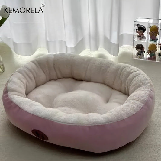 Cama Oval de Pelúcia para Cães e Gatos, Almofada Grossa Lavável à Máquina para Cães e Gatos de Pequeno, Médio e Grande Porte para Todas as Estações