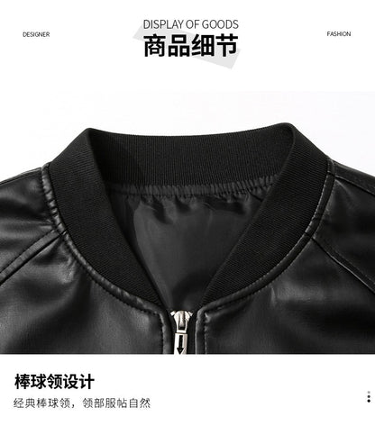 Spring Autumn Men Motorcycle Leather Jacket Junior Coat Men Stand Up Collar Casual Handsome Leather Jacket men Jacket