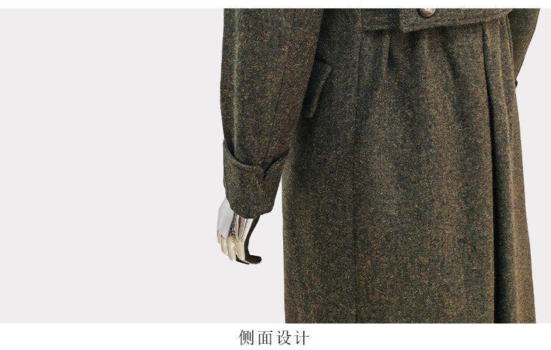 Nerazzurri Autumn Winter Long Luxury Elegant Chic Thick Warm Woolen Polo Coat for Men Double Breasted Wool & blends Overcoat