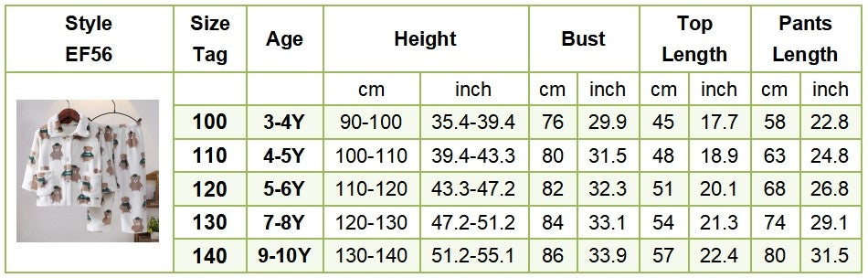 High Quality Coral Fleece Flannel Cute Cartoon Pattern Pajama Sets Boys and Girls Long Sleeve Warm Comfortable Winter Sleepwear
