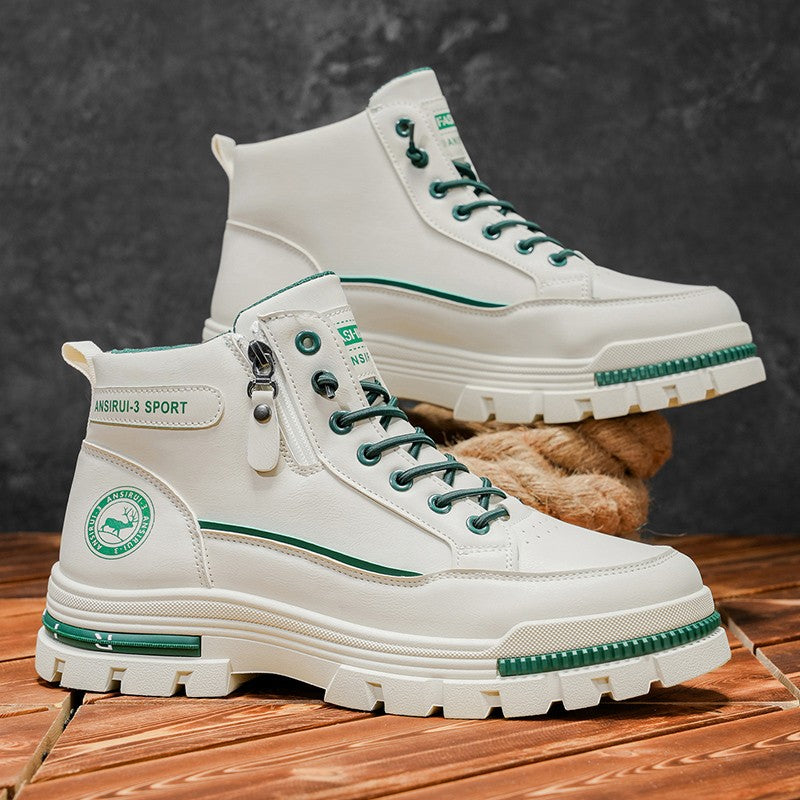 Botas Masculinas Cano Médio para Todas as Estações 2025 - Caminhada Confortável, Trilha ao Ar Livre, Tênis Casuais com Sola Grossa