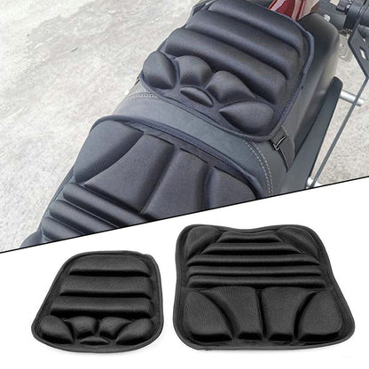 2 peças/conjunto de almofada de assento de motocicleta, almofada de assento de bicicleta para passageiro 3D, proteção de assento à prova d'água e com absorção de choque a ar