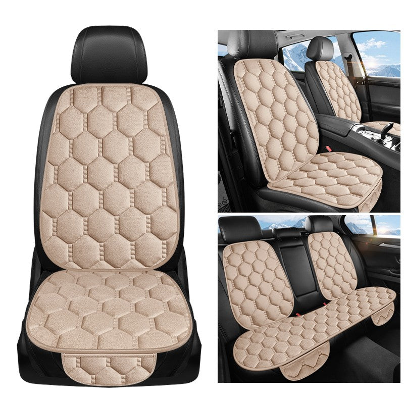 Car seat cushion three piece set, single seat, single piece, winter plush backrest, no binding, anti slip, cold resistant pad