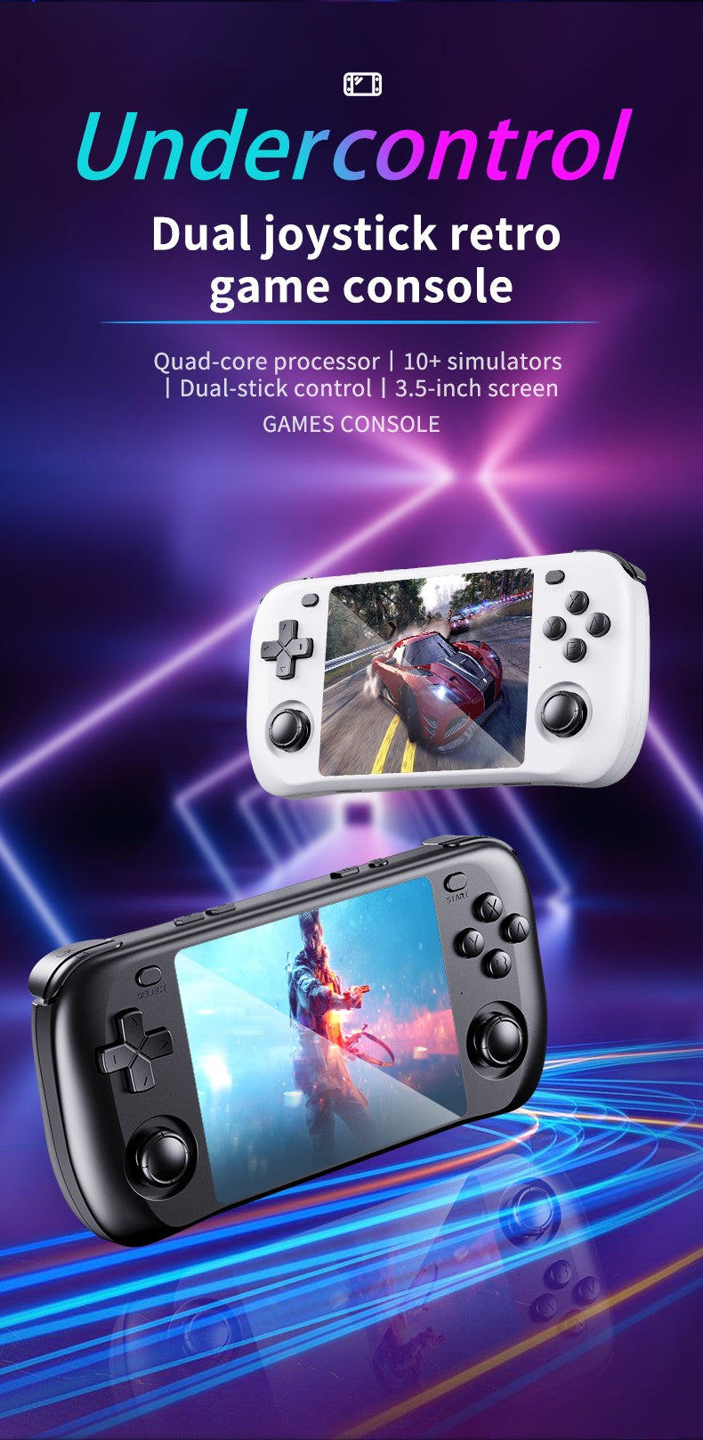 Retro Gaming Console H36S 2026 Handheld Portable Player IPS HD Display 64GB 128GB Open Source OS Classic Games