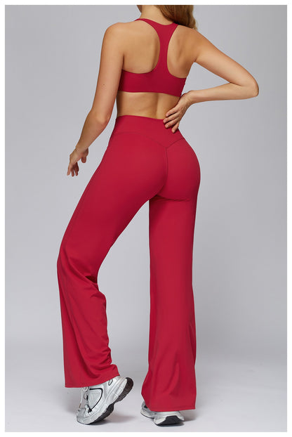 Hearuisavy Sports Set Women Gym H-Back Brushed-Feel Yoga Bra Running Breathable Quick Dry Tight Fitness Top High Waisted Pants