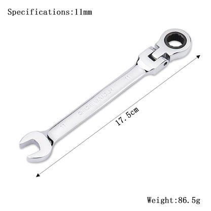Chave de Boca Catraca Combinada Métrica com Cabeça Flexível Catraca Chave Métrica Padrão 11-15mm Ferramentas Resistentes de Aço Cromo Vanádio