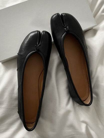 Fashion Soft Leather Split Toe Women Tabi Ballet Flats Spring Autumn Comfortable Walking Lazy Loafers Casual Girls Dance Shoes