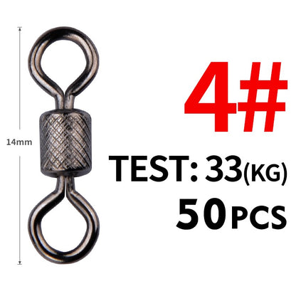 Meredith 50PCS/Lote Giradores de Pesca Rolamento de Esferas Giratório com Fecho de Segurança Anéis Sólidos Giratório para Acessórios de Pesca de Carpa