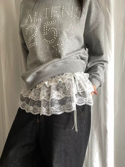 Women Y2K Korean Lace Mini Layered Skirt Streetwear Lace Up Ruffles Harajuku High Waist Pleated Ladies Jupe Skirts Clothes