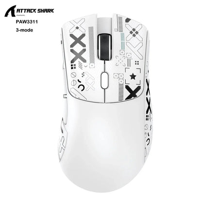 Mouse Gamer Sem Fio Attack Shark R1/X11, 18K DPI PAW3311, Ergonômico, Leve, Tri-Modo Bluetooth 2.4GHz USB, para PC/Notebook