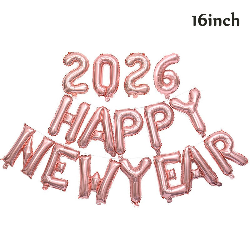 16 Inch 2027 Happy New Year Foil Balloons Christmas New Year Party Decoration Festival Party Supplies Photo Props Home Decor