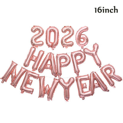 16 Inch 2027 Happy New Year Foil Balloons Christmas New Year Party Decoration Festival Party Supplies Photo Props Home Decor