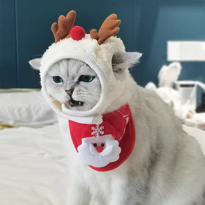 Natal Cão Gato Roupas de Estimação Chapéu Cachecol Acessórios de Fantasia Adereços de Cosplay Navidad Decoração de Ano Novo Festa de Natal Suprimentos para Animais de Estimação