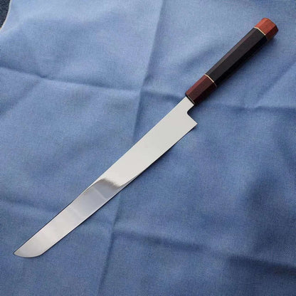 Faca de Sashimi Fio Único Sakimaru Cutelo de Chef Tynny para Fatiar Sushi Presunto Lâmina de Aço 10Cr15MoV Facas de Cozinha Feitas à Mão Messer