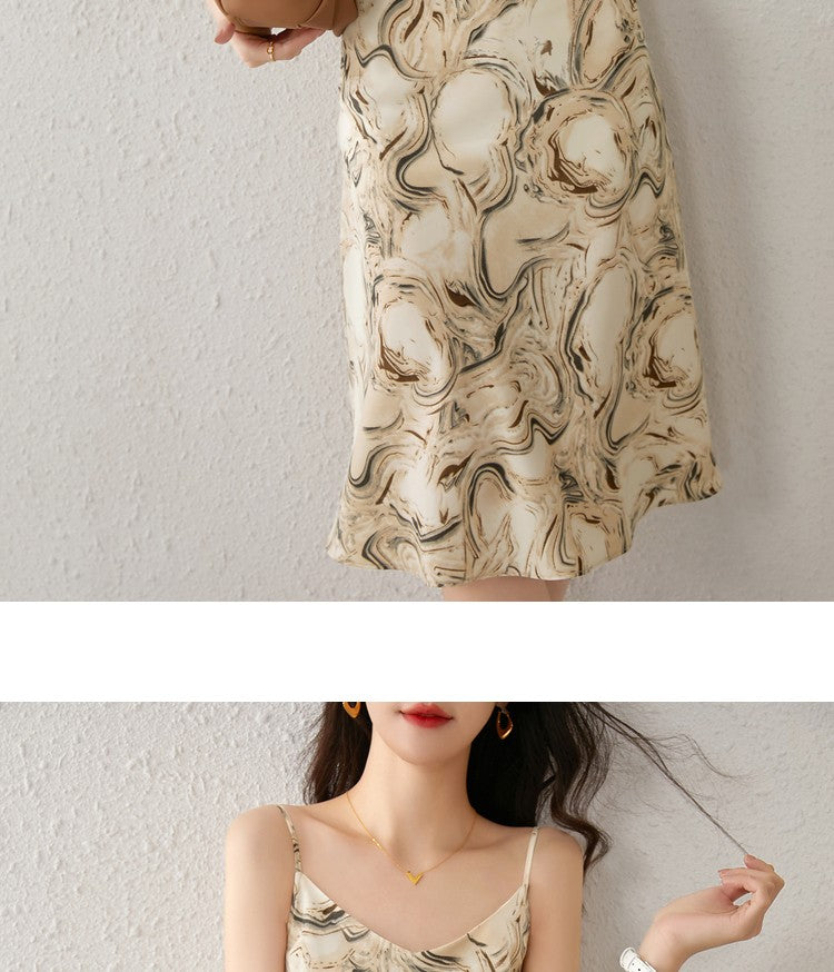SENTUBILA Midi Print Slip Dresses Women 2025 Spring Summer Korean Fashion Sundre
