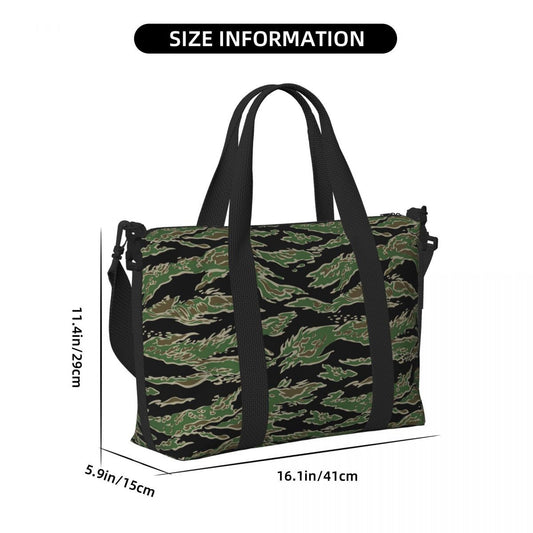 Tiger Stripe Camouflage Military Camo Beach Travel Bag Large Capacity Tote Bags for Gym Yoga Women Shopping Duffle Shoulder Bag