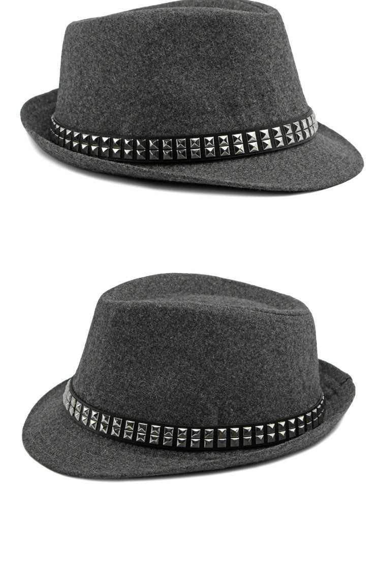 British Retro Jazz Hat Men's Autumn New Black Gentleman Hat Hip-hop Rivet Top Hat Women's Performance Hats