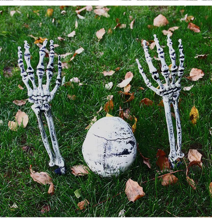 Decorações de Halloween para Casa Crânio Esqueleto Adereços de Terror para Exterior Caveira e Mãos Realistas para Jardim Brincadeiras Festas e Suprimentos