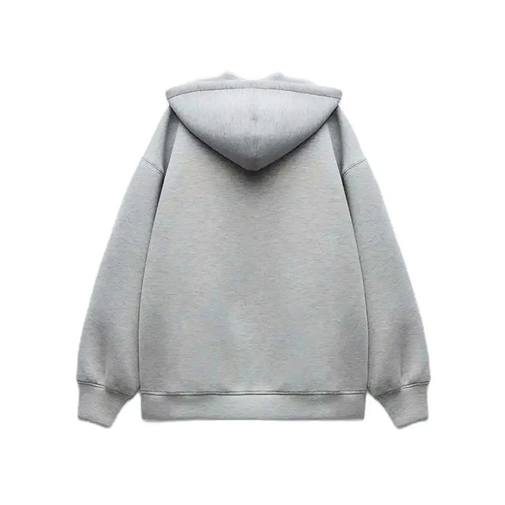 Women's Versatile Hooded Zip Long Sleeve Loose Jacket Fashion Oversized Casual Top Sweatshirt Street Basic Sports Wear