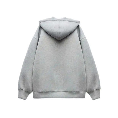 Women's Versatile Hooded Zip Long Sleeve Loose Jacket Fashion Oversized Casual Top Sweatshirt Street Basic Sports Wear