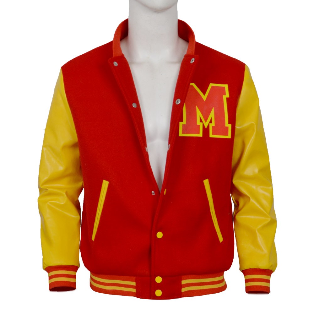 Michael Jackson Thriller Scary Costume Red Leather Jacket for Women Man Adults Dress Halloween Baseball Jacket Retro Bomber Coat