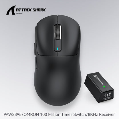 Mouse gamer sem fio 3-mode macro Attack Shark X3orX3Pro PixArt 1K/4K leve, 26K DPI PAW3395, adequado para laptop/Win/Mac