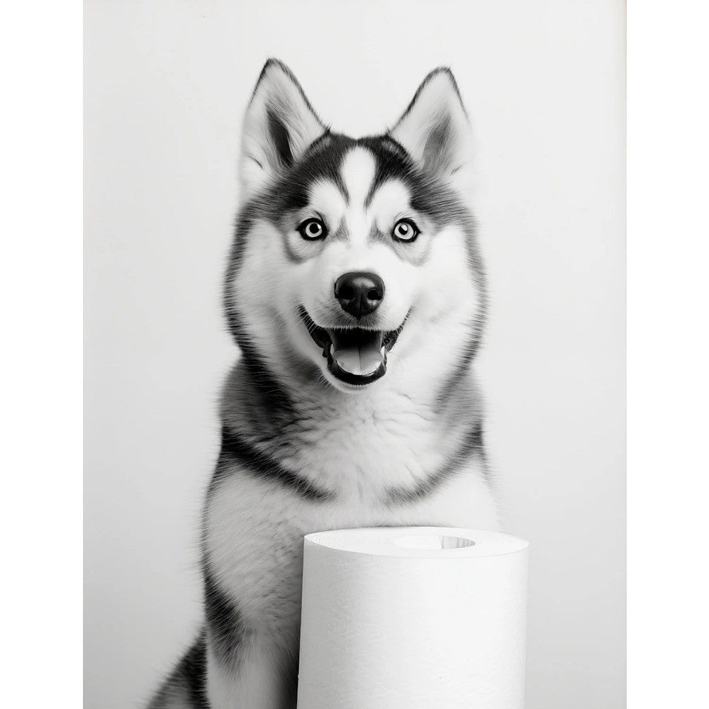 Black and White Cute Animal and Toilet Paper Poster Lion Owl Cat Dog Canvas Painting Wall Art Bathroom Living Room Home Decor