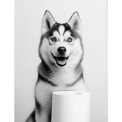 Black and White Cute Animal and Toilet Paper Poster Lion Owl Cat Dog Canvas Painting Wall Art Bathroom Living Room Home Decor