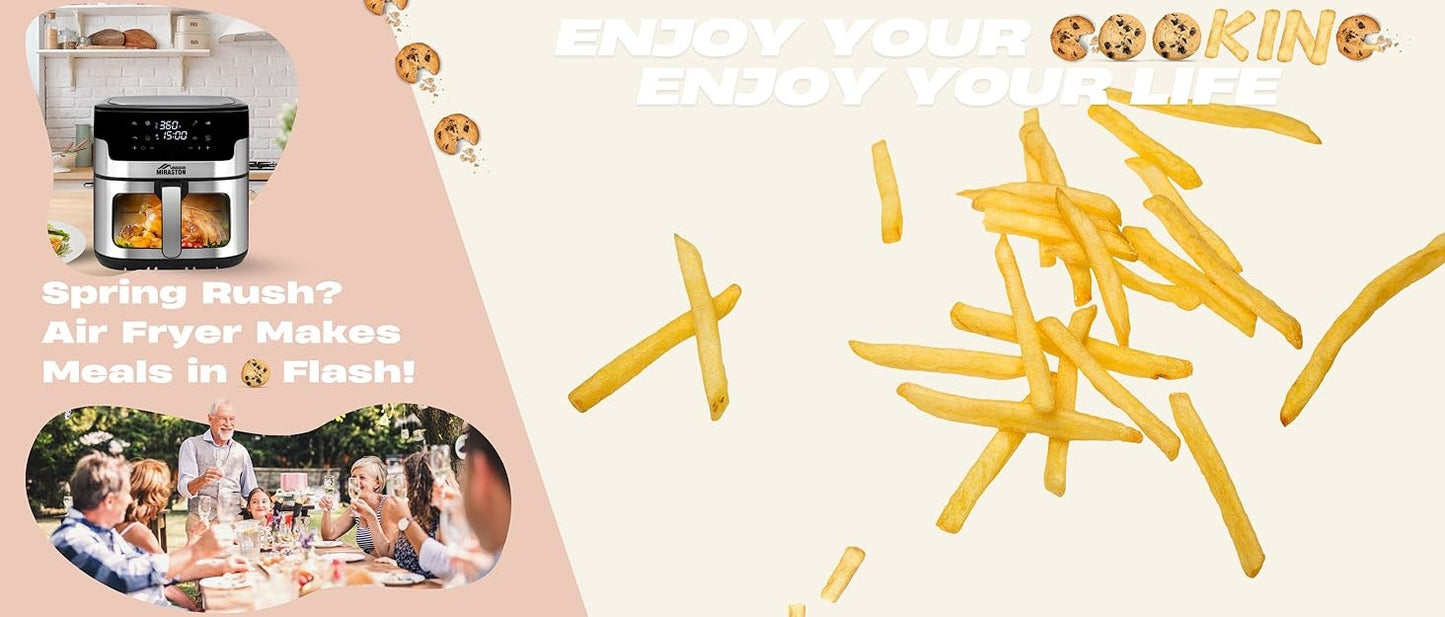 Fritadeira de Ar de 6,5QT com Visor, Fritadeiras de Ar Inteligentes Digitais, 8 Receitas Predefinidas para Refeições Rápidas e Fáceis, Lanches, Sobremesas, Pratos Principais,