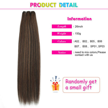 Alibaby Extensões de Cabelo Liso Ombré Tecelagem 26 Polegadas Cabelo Sintético Liso Longo Pacotes Cheios até as Pontas 150g