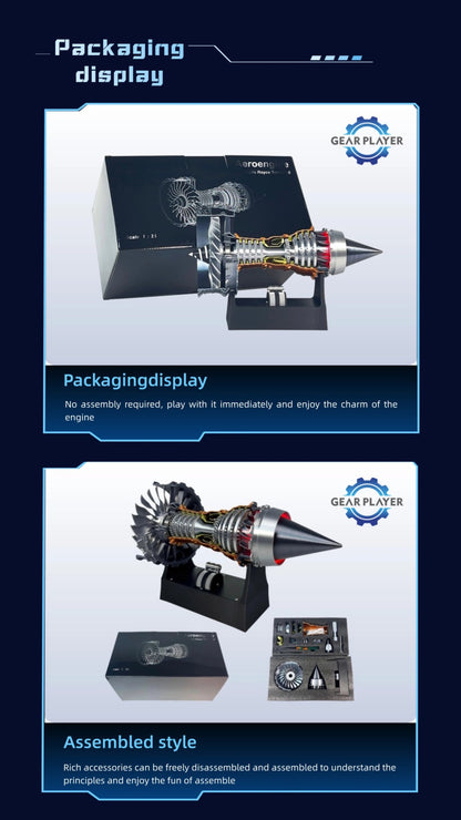 Kit de Modelo de Motor Turbojato com Velocidade Ajustável e Simulação de Chama Traseira para Montagem DIY e Projetos de Ciência