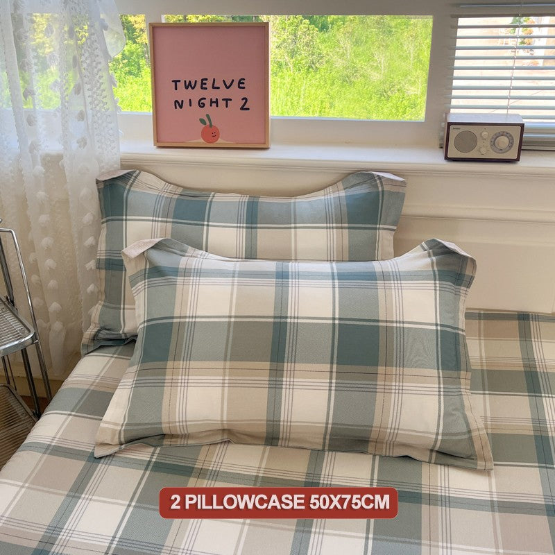 Plaid Style Duvet Cover Set 100% Cotton Bedding Set (1 Duvet Cover 2 Pillowcases),Twin/Full 140x200 200x200,Breathable, Soft