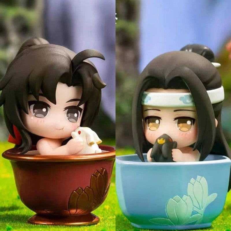 Mo Dao Zu Shi Versão Q Oficial de "Jade Cup Flowing Light" Wei Wuxian Lan Wangji Anime Periférico Enfeites Action Figurine