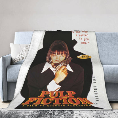 Pulp Fiction Filme Clássico Manta de Flanela Inverno Quente Macia para Estudantes Quarto Aconchegante Colcha de Sofá-Cama