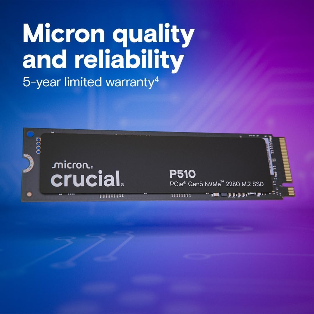 Crucial P510 1TB 2TBGen5 NVMe SSD,PCIe 5.0 M.2 2280 SSD, Internal Solid State Drive, Compatible with Laptop, Desktop(OEM Pack)