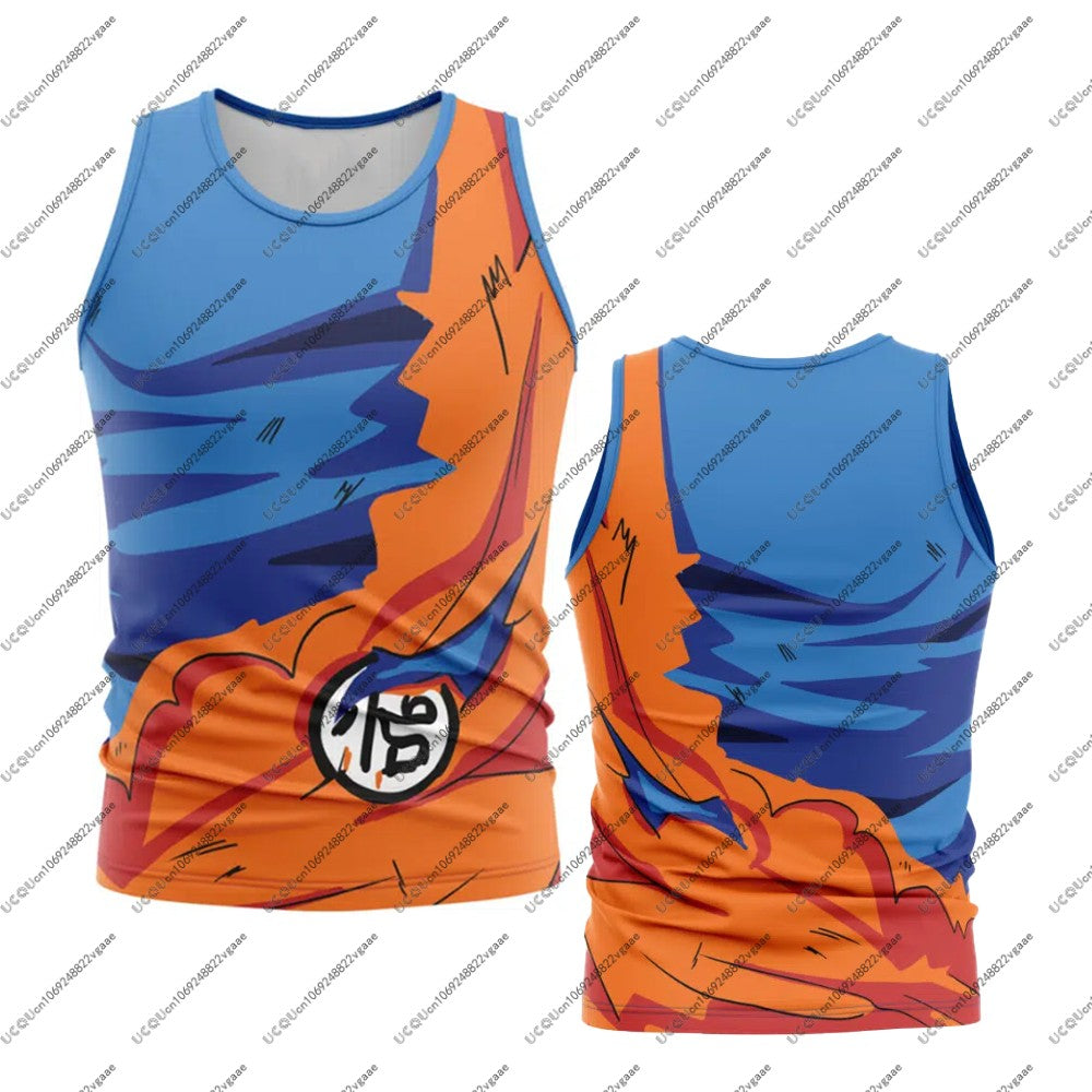 Anime Cosplay Men Vest Top Sportswear Gym Breathable Gift Goku Torn Gi Dragon Ball Z Tank Top Basketball Jersey Fitness Tee New