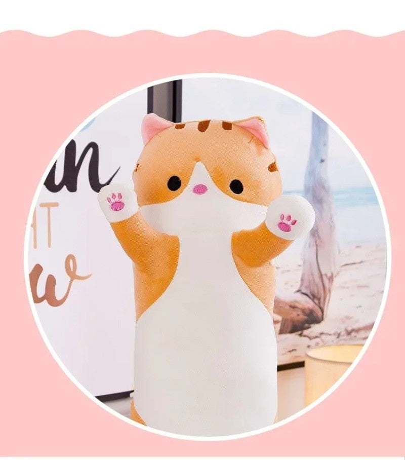 Long Cat Plush Body Pillow Creative Cute Animal Stuffed Cushion Soft Sofa Decorative Throw Pillow Large Sleeping Cushion Decor