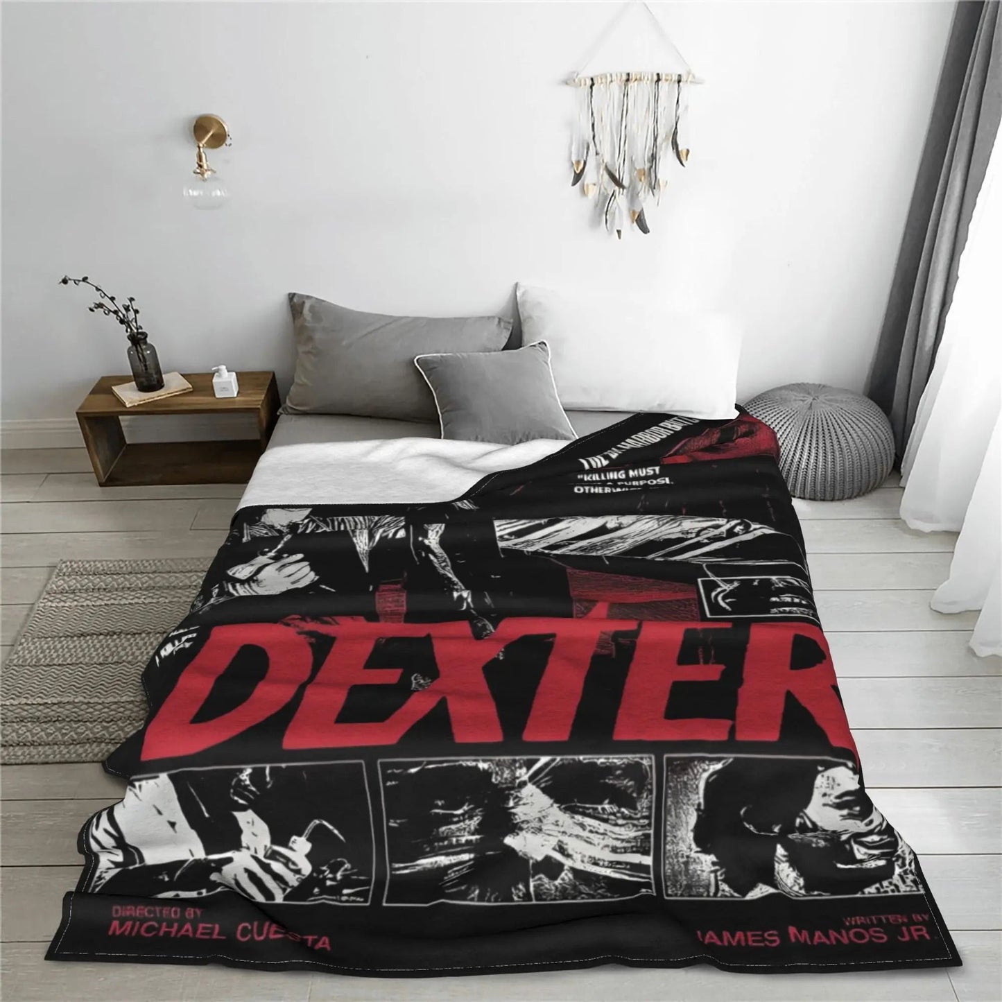 Dexter TV Drama Morgan Manta de malha Filme de terror Cobertor de pelúcia Macio e quente para cama ou sofá
