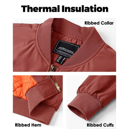 MAGCOMSEN Men's Aviator Jackets Thick Warm Orange Lining Bomber Jackets Fall Winter Casual Windproof Coats