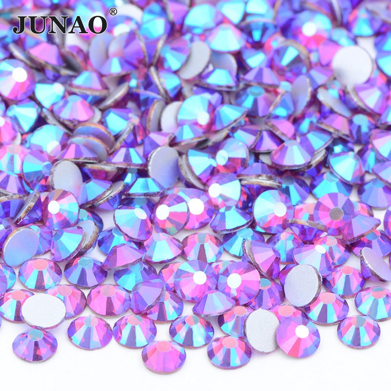 JUNAO Wholesale SS6 SS10 SS12 SS16 SS20 SS30 Flatback Glass Rhinestones Clear Cr