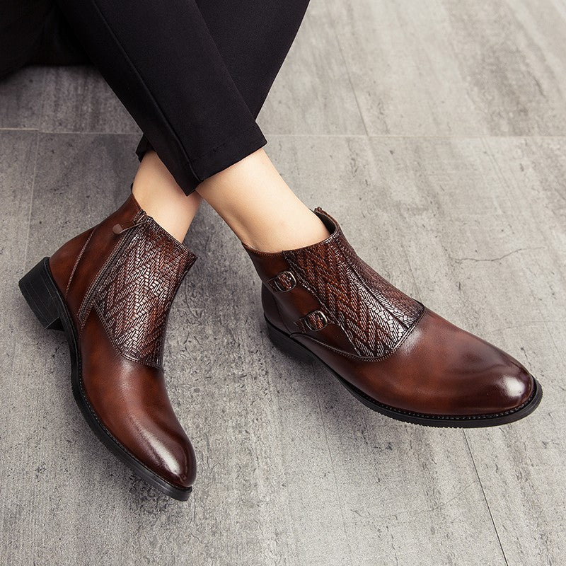 2025 Men's Fashion Chelsea Boots Comfortable Leather Upper Dry Inner Non-Slip Rubber Sole Casual Resistant Ankle Dress Boots