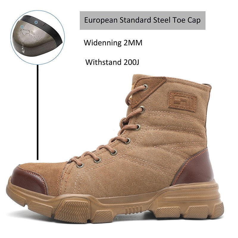 SUADEX Botas Masculinas de Bico de Aço Botas de Trabalho Indestrutíveis Sapatos de Trabalho Botas de Segurança para Deserto Calçados de Segurança 36-48